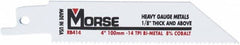 M.K. MORSE - 4" Long x 3/4" Thick, Bi-Metal Reciprocating Saw Blade - Tapered Profile, 14 TPI, Toothed Edge, Universal Shank - Caliber Tooling