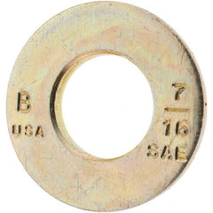 7/16″ Screw SAE Flat Washer: Carbon Steel, Zinc-Plated Yellow Chromate 15/32″ ID, 0.921″ OD, 3/32″ Thick