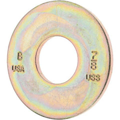 7/8″ Screw USS Flat Washer: Carbon Steel, Zinc-Plated Yellow Chromate 29/32″ ID, 2.25″ OD, 9/64″ Thick