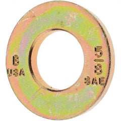 5/8″ Screw SAE Flat Washer: Carbon Steel, Zinc-Plated Yellow Chromate 21/32″ ID, 1.312″ OD, 9/64″ Thick