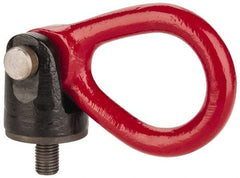 Made in USA - 15,000 Lb Capacity, Alloy Steel, 7/8-9 Thread, Fixed Lifting Eye Bolt - Fully Threaded, 1-5/16" Thread Length, Shoulder - Caliber Tooling