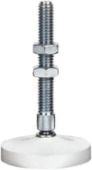 De-Sta-Co - 3/8-16 Carbon Steel Swivel Foot Tip Clamp Spindle Assembly - 61.98mm Thread Length, 90.4mm OAL, Flat Tip Cap, 2" Tip Surface Diam, Use with Toggle Clamps - Caliber Tooling