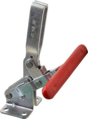 De-Sta-Co - 600 Lb Holding Capacity, Vertical Handle, Manual Hold Down Toggle Clamp - 58° Handle Movement, 103° Bar Opening, U-Bar, Flanged Base, Electro-Plated Zinc, Carbon Steel - Caliber Tooling