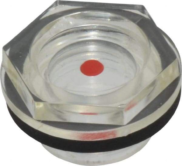 J.W. Winco - G 3/8 Thread, 19mm Distance Across Flats, Plastic Oil Level Sight Glasses - 22mm Flange Diameter, 7mm Length Under Head - Caliber Tooling