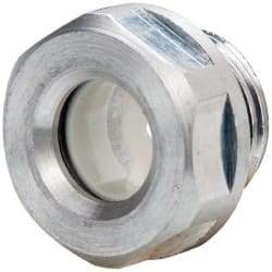 J.W. Winco - M16x1.5 Thread, 20mm Distance Across Flats, Aluminum Oil Level Sight Glasses - 22mm Flange Diameter, 7.5mm Head Height, 8mm Length Under Head - Caliber Tooling