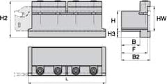 Kennametal - Tool Block Style A2TEN, 32mm Blade Height, 110mm OAL, 50mm OAH, Indexable Cutoff Blade Tool Block - 32mm Shank Height, 28mm Shank Width, Reversible, Series A2 Cut-Off - Caliber Tooling