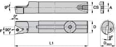 Kennametal - 21.39mm Min Bore Diam, 254mm OAL, 5/8" Shank Diam, A-SCLP-D Indexable Boring Bar - CP.. Insert, Screw Holding Method - Caliber Tooling