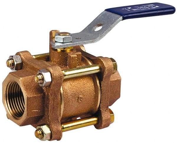 NIBCO - 2-1/2" Pipe, Full Port, Bronze Standard Ball Valve - 3 Piece, Inline - One Way Flow, FNPT x FNPT Ends, 600 WOG, 150 WSP - Caliber Tooling