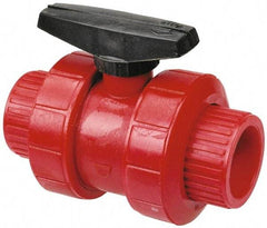 NIBCO - 1" Pipe, Full Port, PVDF True Union Design Ball Valve - 1 Piece, Inline - One Way Flow, Flanged x Flanged Ends, Wedge Handle, 150 WOG - Caliber Tooling