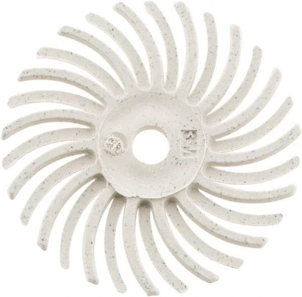 3M - 1" Diam, 1/16" Max Face Width, Shank Radial Bristle Brush - 120 Grit, Fine Grade, 35,000 Max RPM, White - Caliber Tooling