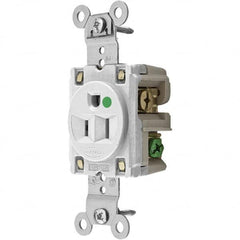 Hubbell Wiring Device-Kellems - 125V 15A NEMA 5-15R Hospital Grade White Straight Blade Single Receptacle - Caliber Tooling