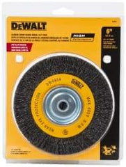 DeWALT - 6" OD, 3/8" Arbor Hole, Crimped Steel Wheel Brush - 3/4" Face Width, 0.014" Filament Diam, 6,000 RPM - Caliber Tooling