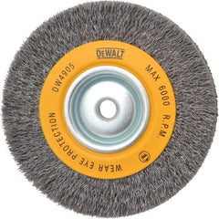 DeWALT - 6" OD, 5/8" Arbor Hole, Crimped Steel Wheel Brush - 1" Face Width, 0.014" Filament Diam, 6,000 RPM - Caliber Tooling