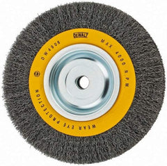 DeWALT - 8" OD, 5/8" Arbor Hole, Crimped Steel Wheel Brush - 3/4" Face Width, 0.014" Filament Diam, 4,000 RPM - Caliber Tooling