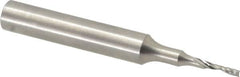 Onsrud - 1/16" Cutting Diam x 1/4" Length of Cut, 1 Flute, Upcut Spiral Router Bit - Uncoated, Right Hand Cut, Solid Carbide, 2" OAL x 1/4" Shank Diam, Single Edge, 21° Helix Angle - Caliber Tooling