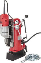 Milwaukee Tool - 1/2" Chuck, 9" Travel, Portable Electromagnetic Drill Press - 600 RPM, 7.2 Amps, 120 Volts, 9' Cord Length - Caliber Tooling