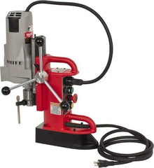 Milwaukee Tool - 3/4" Chuck, 9" Travel, Portable Electromagnetic Drill Press - 350 RPM, 12.5 Amps, 120 Volts, 9' Cord Length - Caliber Tooling