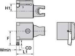 Kennametal - A4..05.. Insert, 30mm Head Length, 5mm Min Groove Width, Modular Grooving Cutting Unit Head - Neutral Cut, System Size KM25, Series A4 - Caliber Tooling