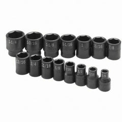 SK - 1/2" Drive Standard Impact Socket Set - 3/8 to 1-1/4", Inch Measurement Standard - Caliber Tooling