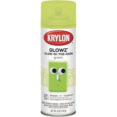 Krylon - Glow Green, Semi Gloss, Glow-in-the-Dark Spray Paint - 10 to 15 Sq Ft per Can, 16 oz Container, Use on Ceramics, Fabric, Glass, Glow-in-the-Dark Paint, Metal, Paper, Papier Mache, Plaster, Wicker, Wood - Caliber Tooling