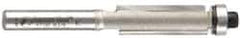 Amana Tool - 3/8" Cut Diam, 1" Length of Cut, 2 Flute Flush Trim Edge Profile Router Bit - Carbide-Tipped, 1/4" Shank Diam, 2-5/8" OAL, Uncoated - Caliber Tooling