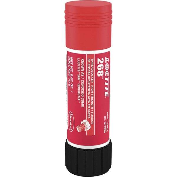 Loctite - 19 g Stick, Red, High Strength Semisolid Threadlocker - Series 268, 72 hr Full Cure Time, Hand Tool, Heat Removal - Caliber Tooling