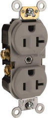 Leviton - 125 VAC, 20 Amp, 5-20R NEMA Configuration, Gray, Specification Grade, Self Grounding Duplex Receptacle - 1 Phase, 2 Poles, 3 Wire, Flush Mount, Tamper Resistant - Caliber Tooling