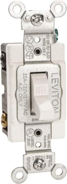 Leviton - 2 Pole, 120 to 277 VAC, 20 Amp, Commercial Grade, Toggle, Wall and Dimmer Light Switch - 1.31 Inch Wide x 4.06 Inch High - Caliber Tooling