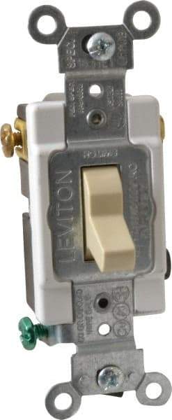 Leviton - 3 Pole, 120 to 277 VAC, 15 Amp, Commercial Grade, Toggle, Wall and Dimmer Light Switch - 1.31 Inch Wide x 4.06 Inch High - Caliber Tooling