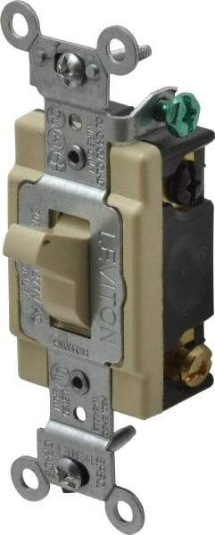 Leviton - 4 Pole, 120 to 277 VAC, 20 Amp, Commercial Grade, Toggle, Wall and Dimmer Light Switch - 1.31 Inch Wide x 4.06 Inch High - Caliber Tooling