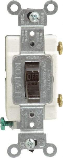 Leviton - 1 Pole, 120 to 277 VAC, 15 Amp, Commercial Grade, Toggle, Wall and Dimmer Light Switch - 1.31 Inch Wide x 4.06 Inch High - Caliber Tooling