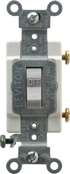 Leviton - 1 Pole, 120 to 277 VAC, 15 Amp, Commercial Grade, Toggle, Wall and Dimmer Light Switch - 1.31 Inch Wide x 4.06 Inch High - Caliber Tooling