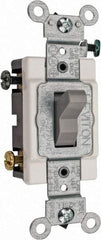 Leviton - 3 Pole, 120 to 277 VAC, 15 Amp, Commercial Grade, Toggle, Wall and Dimmer Light Switch - 1.31 Inch Wide x 4.06 Inch High - Caliber Tooling