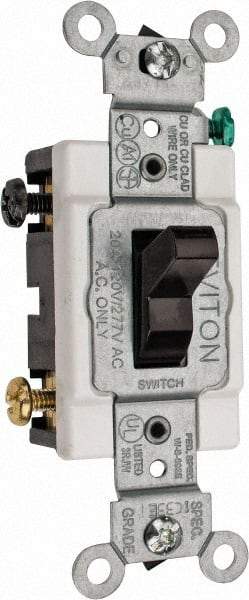 Leviton - 3 Pole, 120 to 277 VAC, 20 Amp, Commercial Grade, Toggle, Wall and Dimmer Light Switch - 1.31 Inch Wide x 4.06 Inch High - Caliber Tooling