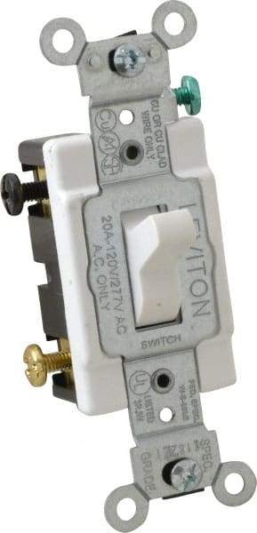 Leviton - 3 Pole, 120 to 277 VAC, 20 Amp, Commercial Grade, Toggle, Wall and Dimmer Light Switch - 1.31 Inch Wide x 4.06 Inch High - Caliber Tooling