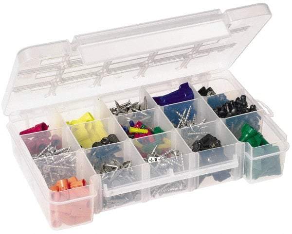 Akro-Mils - 7" Wide x 11" High x 2-3/8" Deep, Small Parts Storage Case - Clarified Polypropylene Frame, 3 to 15 Compartments, 2" Wide x 2-1/8 to 10-3/16" High x 2" Deep Bin - Caliber Tooling