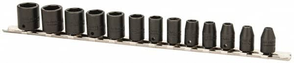 Proto - 13 Piece 1/4" Drive Impact Socket Set - 6 Points, 4mm to 10mm Range, Metric Measurement Standard - Caliber Tooling