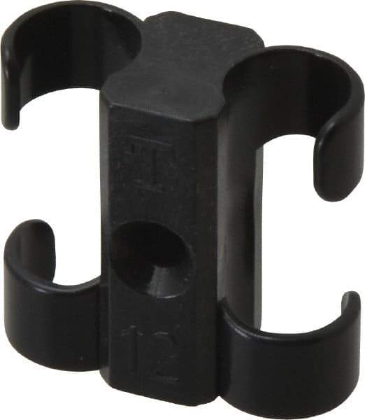 Midwest Control - 1/2 to 5/8 Hose OD, Multitube Holder - Black, 2 Slots, 1.33" OAL, 0.17" Mounting Hole, For Use With Tubes, Wires, Hose & Pipe - Caliber Tooling