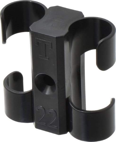 Midwest Control - 7/8 to 1 Hose OD, Multitube Holder - Black, 2 Slots, 2.4" OAL, 1/4" Mounting Hole, For Use With Tubes, Wires, Hose & Pipe - Caliber Tooling