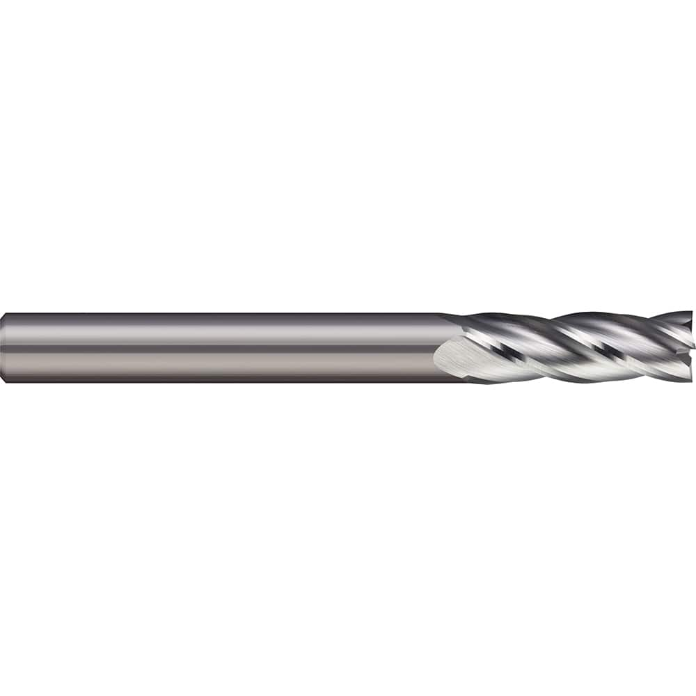 Square End Mill: 5/32'' Dia, 5/16'' LOC, 3/16'' Shank Dia, 1-1/2'' OAL, 4 Flutes, Solid Carbide Single End, Uncoated, 30 ° Helix, Centercutting, RH Cut, RH Flute