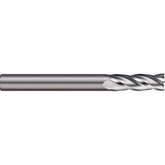 Square End Mill: 1/2'' Dia, 1'' LOC, 1/2'' Shank Dia, 3'' OAL, 4 Flutes, Solid Carbide Single End, Uncoated, 30 ° Helix, Centercutting, RH Cut, RH Flute