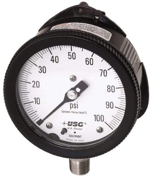 Ametek - 6" Dial, 1/2 Thread, 0-200 Scale Range, Pressure Gauge - Lower Back Connection Mount, Accurate to 0.5% of Scale - Caliber Tooling