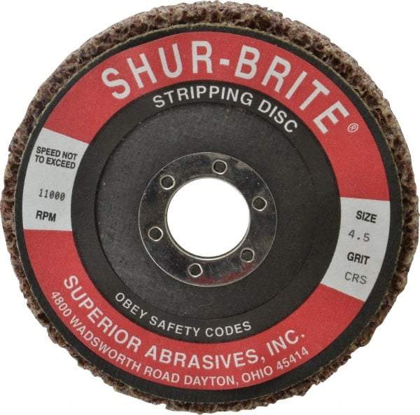 Superior Abrasives - 4-1/2" Coarse Grade Aluminum Oxide Deburring Disc - 7/8" Center Hole, Arbor Connection, 11,000 Max RPM - Caliber Tooling