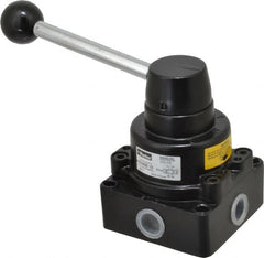 Parker - 3/8" NPT Rotary Disc, Hand Valve - 4-Way, Lever/Detent, 1.4 CV Rate, 150 Max psi & 166°F Max Temp - Caliber Tooling