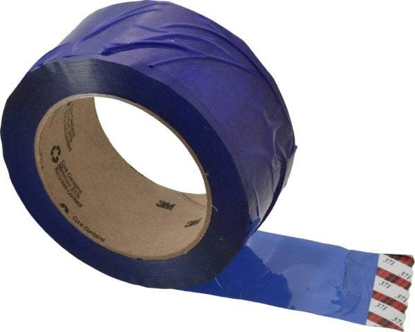 3M - 2" x 110 Yd Blue Rubber Adhesive Sealing Tape - Polypropylene Film Backing, 1.9 mil Thick, 44 Lb Tensile Strength, Series 371 - Caliber Tooling