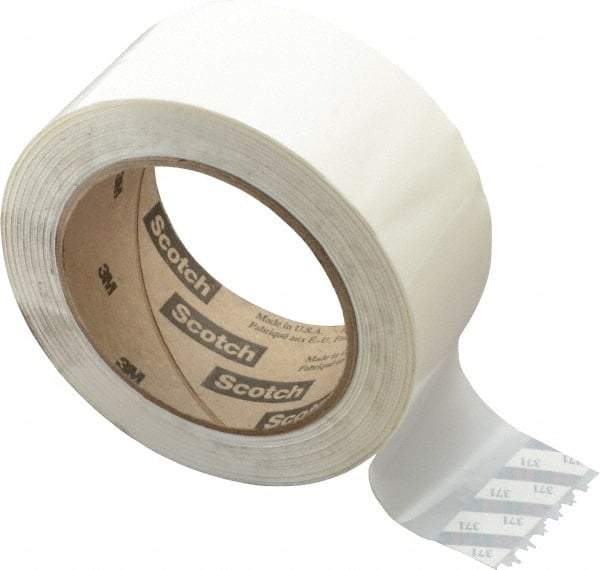 3M - 2" x 110 Yd White Rubber Adhesive Sealing Tape - Polypropylene Film Backing, 1.9 mil Thick, 44 Lb Tensile Strength, Series 371 - Caliber Tooling