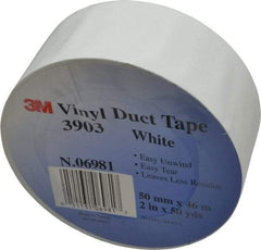 3M - 2" x 50 Yds White Duct Tape - 6.5 mil, Rubber Adhesive, Vinyl Backing, 12.6 Lb/ln Tensile Strength, 200°F Max, Series 3903 - Caliber Tooling