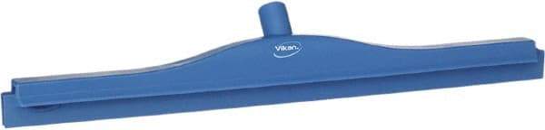 Vikan - 24" Rubber Blade Floor Squeegee - Double Edge, Blue, Plastic Holder - Caliber Tooling