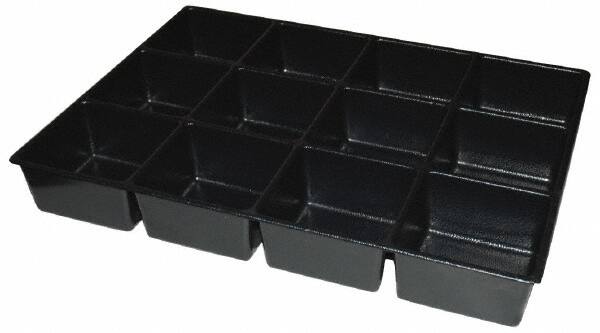 Kennedy - Tool Box Durable ABS Plastic Organizer - 25" Wide x 18-1/2" Deep x 4" High, Black, For 29" Wide Roller Cabinets - Caliber Tooling