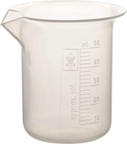 Dynalon Labware - 50 ml Polypropylene Griffin-Style Beaker - 2 ml Graduation, 1-39/64" Diam x 2-23/64" High - Caliber Tooling